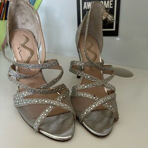 Silver Strappy Women's Heels